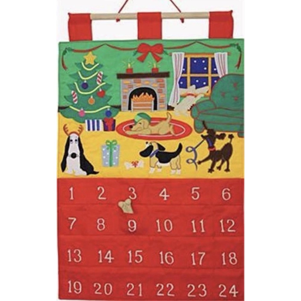 DOGGIE Fabric Advent Countdown Wall Hanging Keepsake 25 Pockets for Dog Bones - Picture 2 of 7